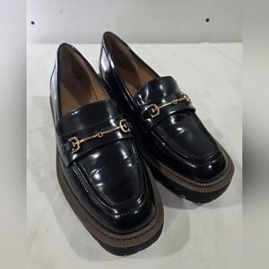 Sam Edelman New York Loafer Women 8.5 Black Leather Lug Sole Chunky Platform Y2K